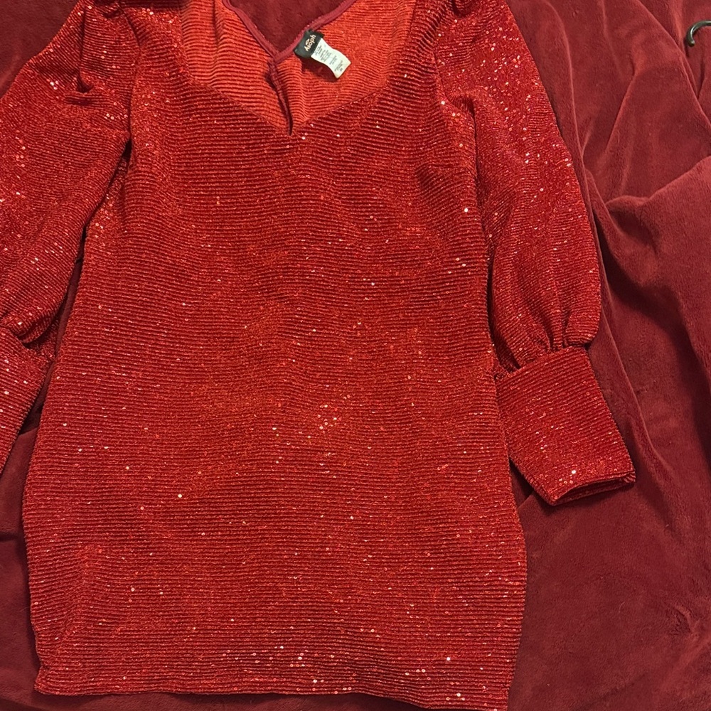 Red Sparkly Knit Dress